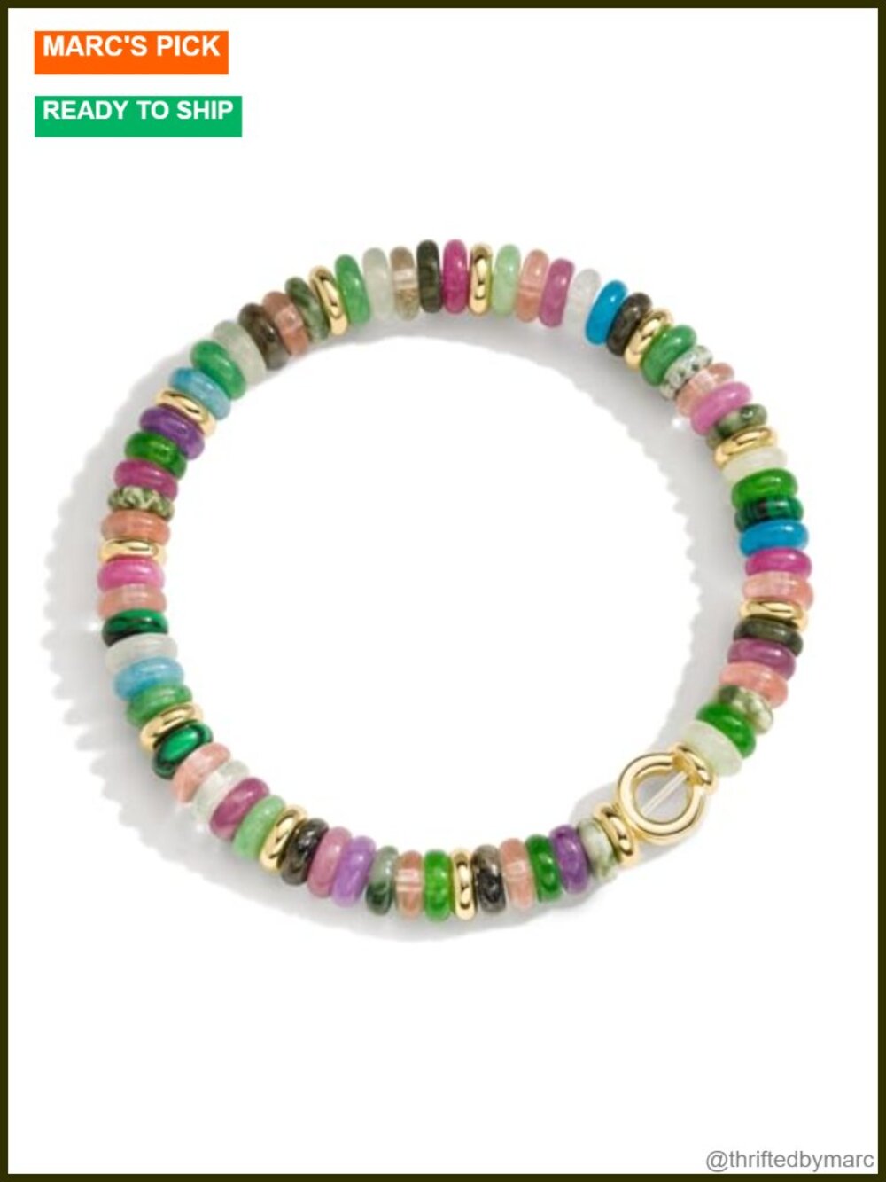 Natural Gemstone Beaded Stretch Bracelet 14K Gold Filled Boho Stacking Jewelry